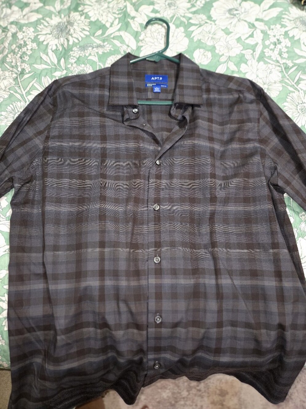 Apt. 9 Men's Brown and Gray Plaid Button-Down Shirt